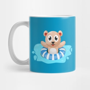 Adorable Bear Swimming with Ring Mug